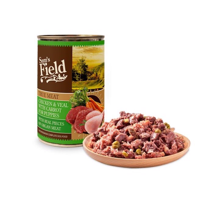 Sams Field True Meat Chicken & Veal Puppy dåsemad, 400g thumbnail