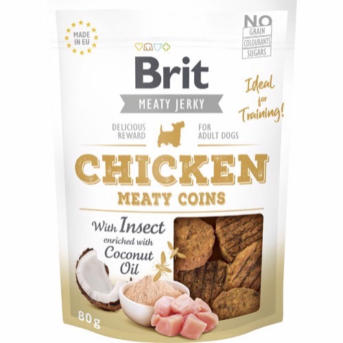 Brit Jerky Coins - Chicken with Insects, 12 x 80g thumbnail